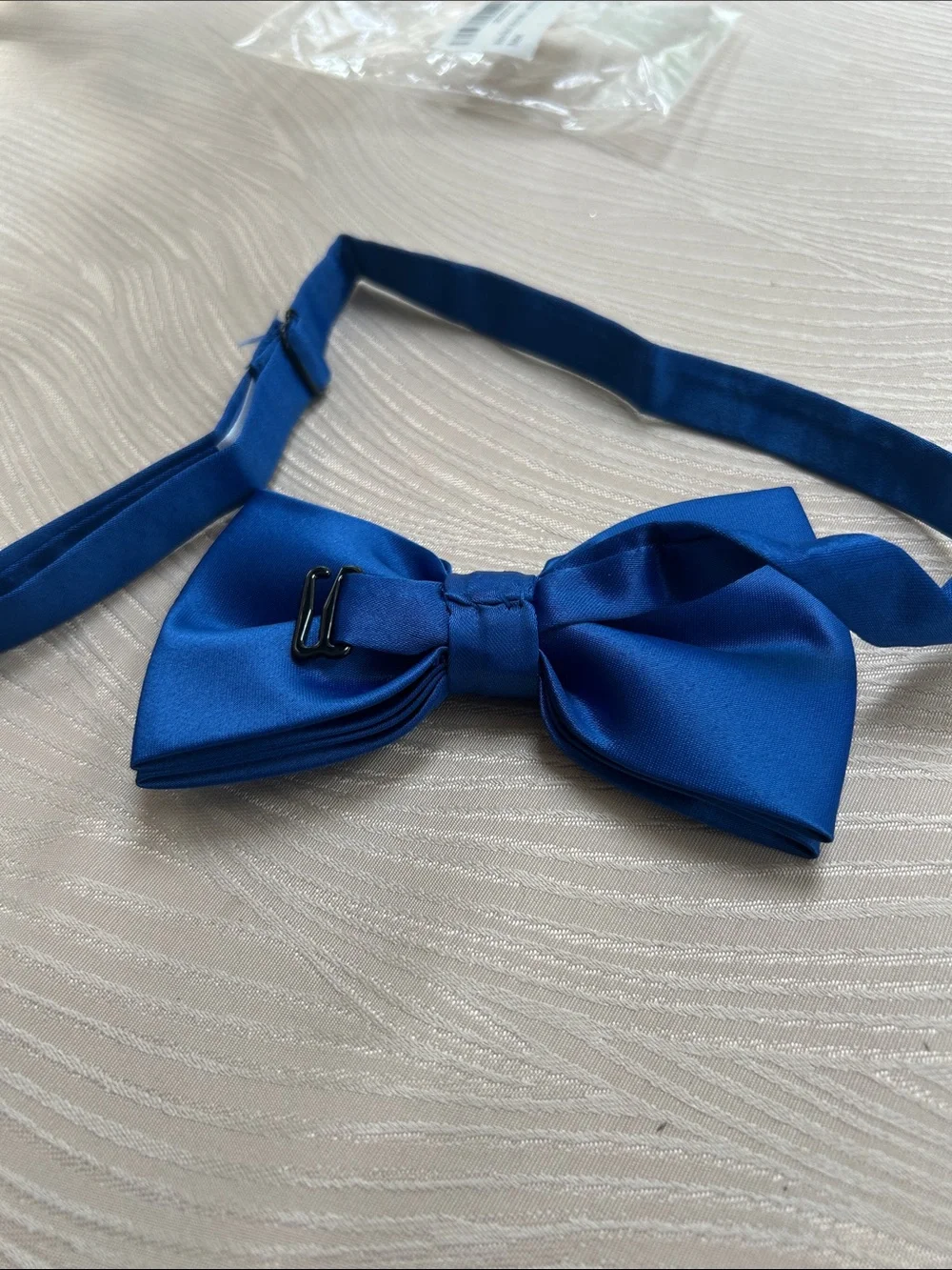 Kids Blue Satin Bow Tie - Adjustable Neck Strap
